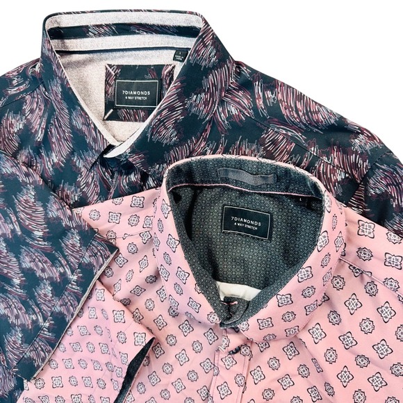 7Diamonds Other - [Lot of 2] 7Diamonds Mens L 4-Way Stretch Button Up Shirt Performance Sweat Wick